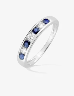 Bague or blanc 375‰, saphir et oxyde de zirconium SO OR