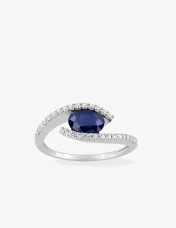 Bague or blanc 375‰, saphir et oxyde de zirconium SO OR