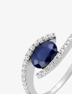 Bague or blanc 375‰, saphir et oxyde de zirconium SO OR