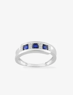 Bague or blanc 375‰, saphir et oxyde de zirconium SO OR