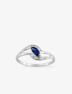 Bague or blanc 375‰, saphir et diamant 0,02 ct SO OR