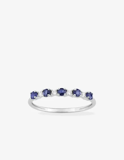 Bague or blanc 375‰ solitaire multiples saphirs et oxydes SO OR