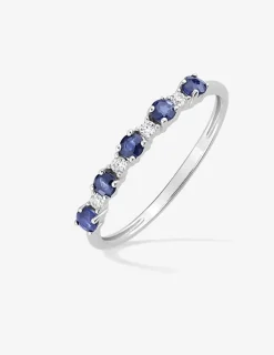 Bague or blanc 375‰ solitaire multiples saphirs et oxydes SO OR