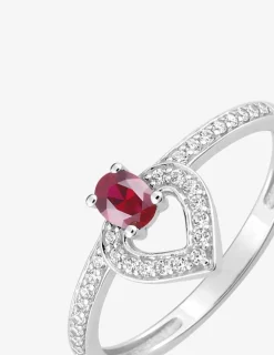 Bague or blanc 375‰ solitaire rubis rouge oxyde blanc SO OR