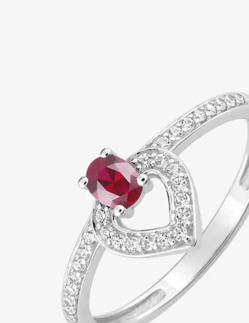 Bague or blanc 375‰ solitaire rubis rouge oxyde blanc SO OR