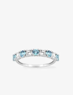 Bague or blanc 375‰ topaze bleue et oxyde SO OR