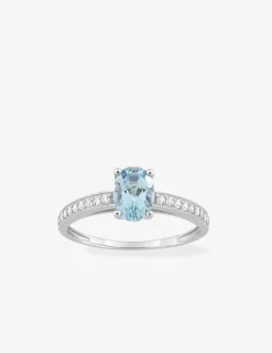 Bague or blanc 375‰, topaze et oxyde de zirconium SO OR