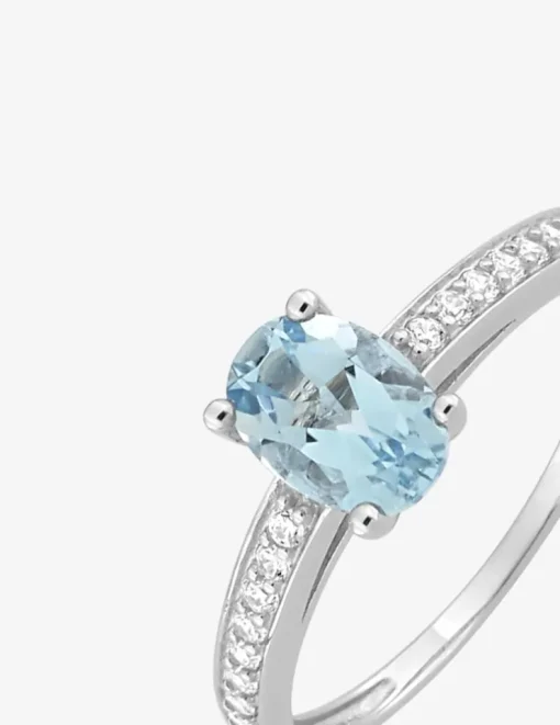 Bague or blanc 375‰, topaze et oxyde de zirconium SO OR