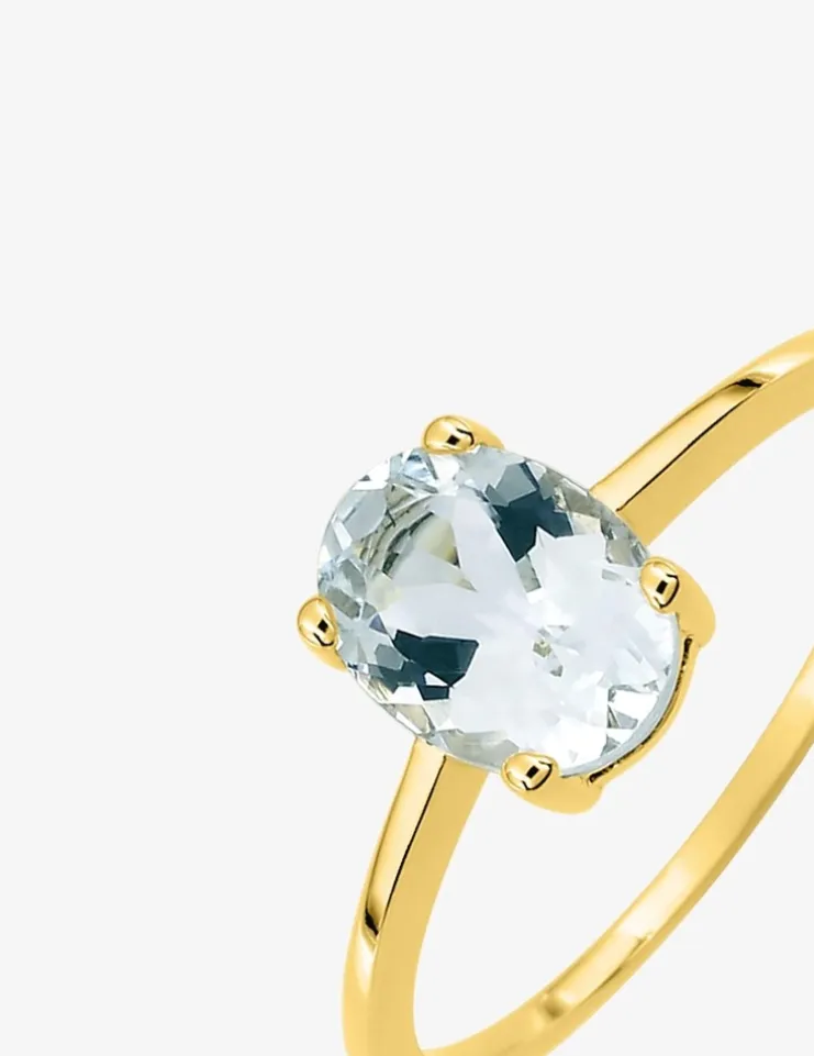 Bague or jaune 750 ‰, aigue-marine SO OR