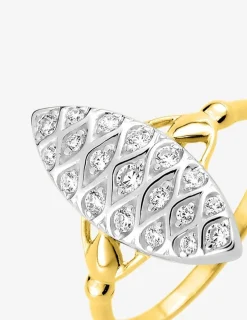 Bague or jaune 375 ‰, diamants 0,21 ct et rhodium SO OR