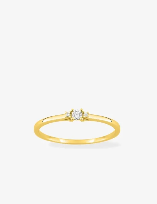 Bague or jaune 375 ‰ et diamants synthétiques 0,06 ct SO OR
