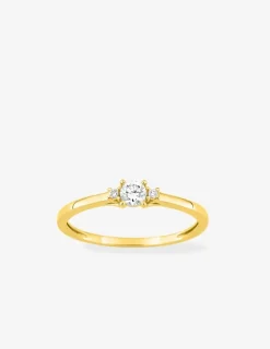 Bague or jaune 375 ‰ et diamants synthétiques 0,16 ct SO OR