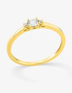Bague or jaune 375 ‰ et diamants synthétiques 0,16 ct SO OR