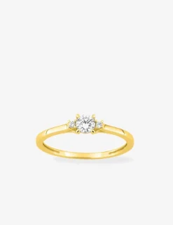 Bague or jaune 375 ‰ et diamants synthétiques 0,22 ct SO OR