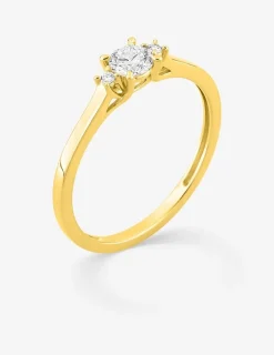 Bague or jaune 375 ‰ et diamants synthétiques 0,27 ct SO OR
