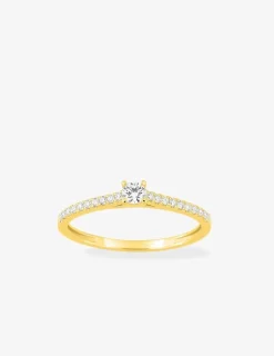 Bague or jaune 375 ‰ et diamants synthétiques 0,20 ct SO OR