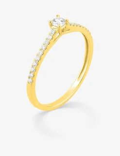 Bague or jaune 375 ‰ et diamants synthétiques 0,20 ct SO OR