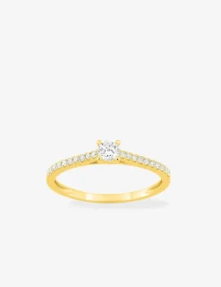 Bague or jaune 375 ‰ et diamants synthétiques 0,27 ct serti griffes SO OR