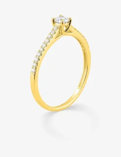 Bague or jaune 375 ‰ et diamants synthétiques 0,27 ct serti griffes SO OR