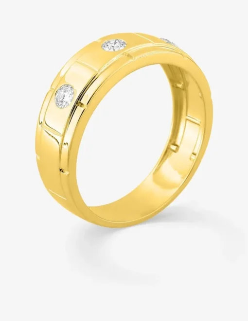 Bague or jaune 375 ‰ et diamants synthétiques 0,30 ct serti clos SO OR