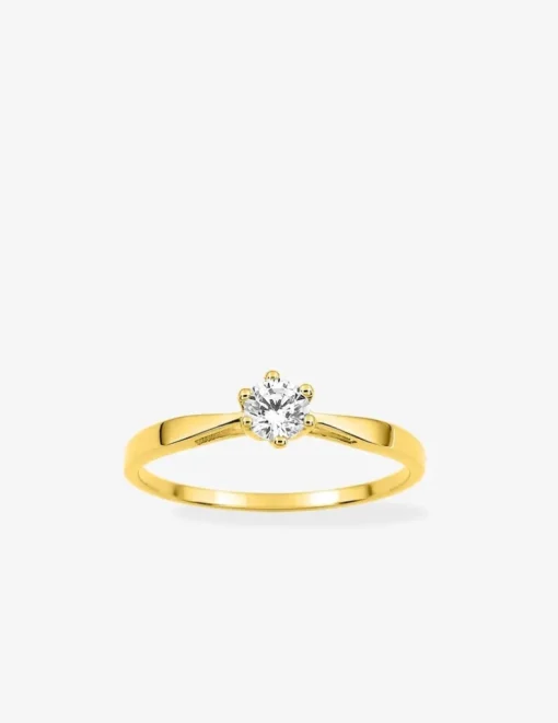 Bague or jaune 750 ‰ et oxyde de zirconium 0,30 ct SO OR