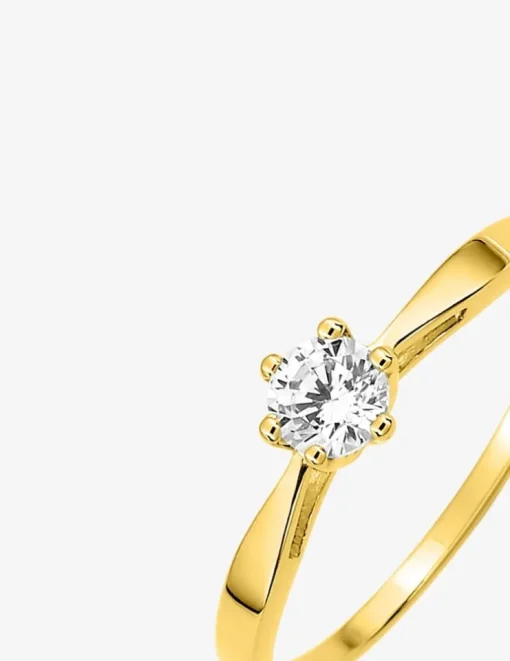 Bague or jaune 750 ‰ et oxyde de zirconium 0,30 ct SO OR
