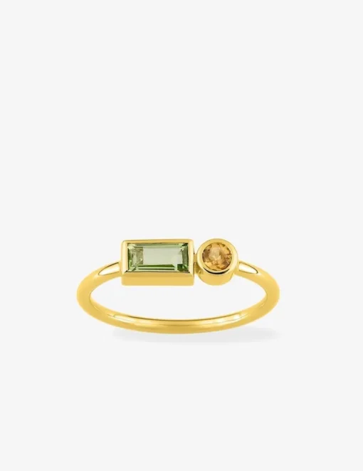 Bague or jaune 750 ‰ et péridot et citrine SO OR