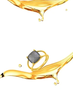Bague or jaune 750 ‰ labradorite SO OR