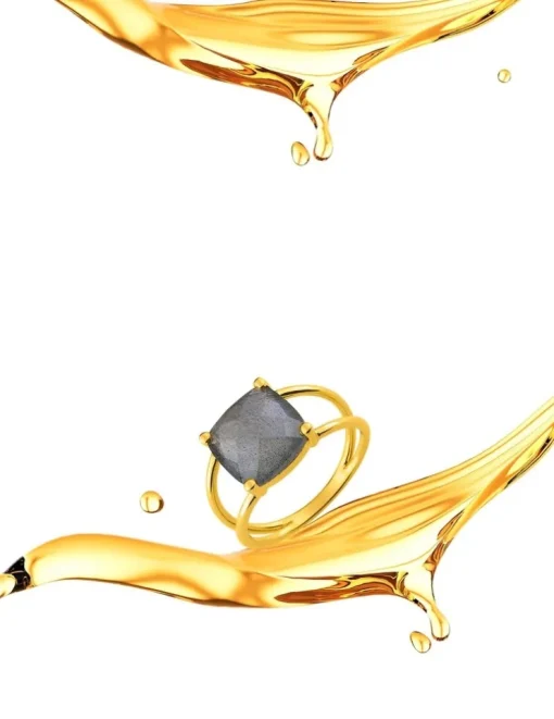 Bague or jaune 750 ‰ labradorite SO OR