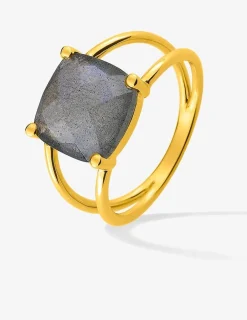 Bague or jaune 750 ‰ labradorite SO OR