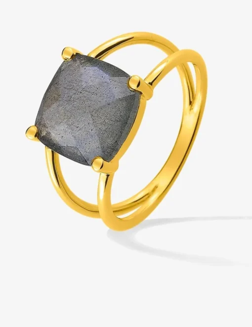 Bague or jaune 750 ‰ labradorite SO OR