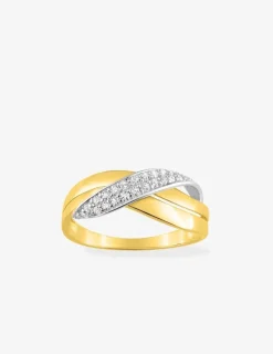 Bague or jaune 750 ‰, oxyde de zirconium et rhodium SO OR
