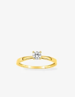 Bague or jaune 750 ‰, oxyde de zirconium 0,30 ct serti griffes SO OR