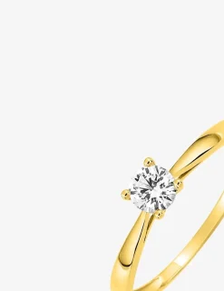 Bague or jaune 750 ‰, oxyde de zirconium 0,30 ct serti griffes SO OR