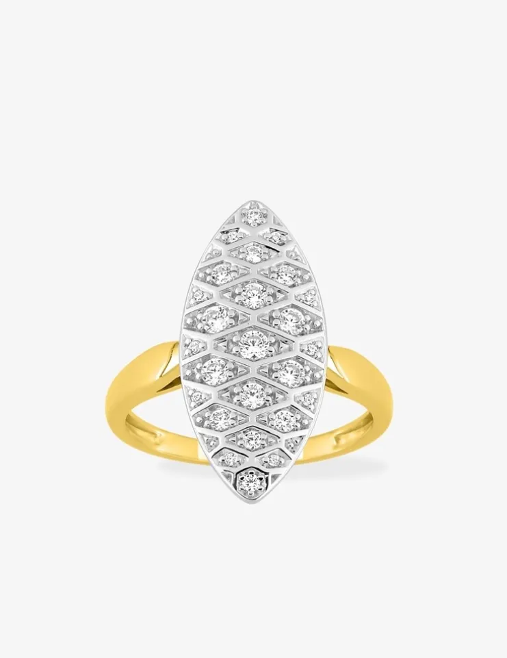 Bague or jaune 750 ‰, oxydes de zirconium et rhodium SO OR