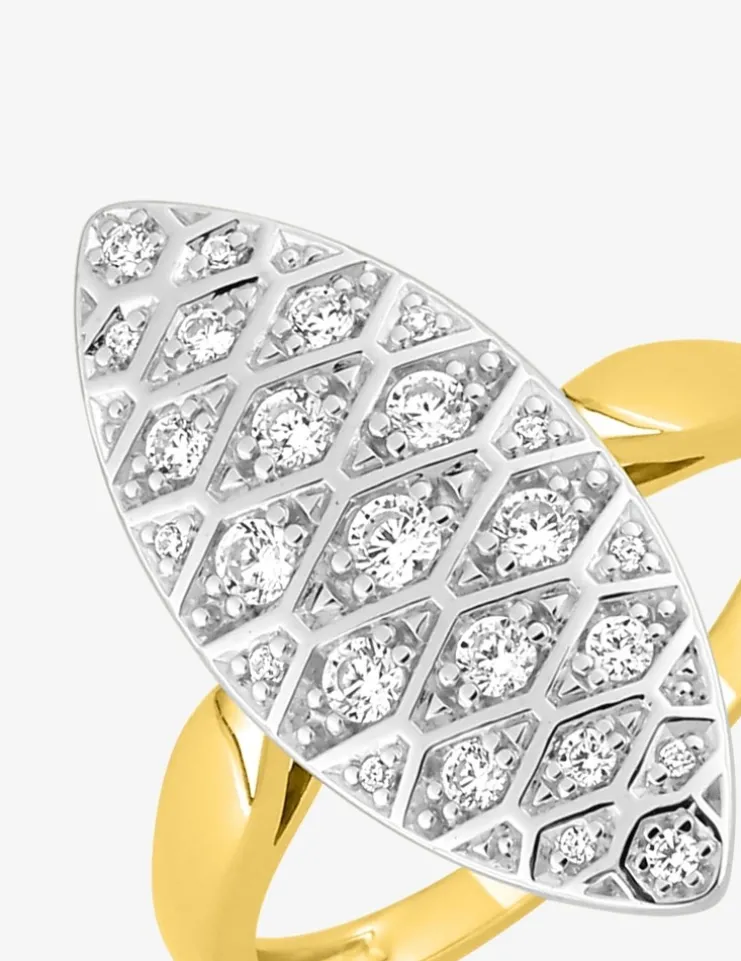 Bague or jaune 750 ‰, oxydes de zirconium et rhodium SO OR