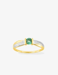 Bague or jaune 750 ‰, rhodium, émeraude SO OR