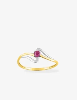 Bague or jaune 750 ‰, rhodium et rubis SO OR