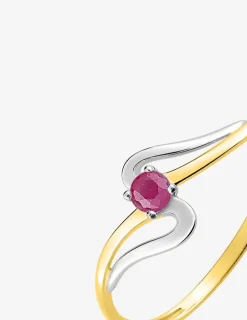 Bague or jaune 750 ‰, rhodium et rubis SO OR