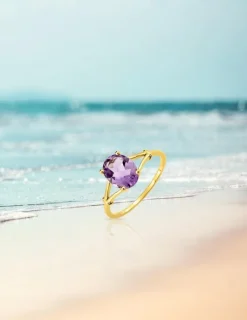 Bague or jaune 375‰, améthyste ovale SO OR