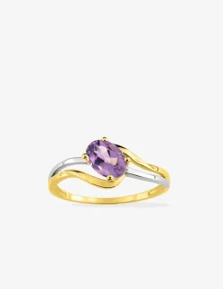 Bague or jaune 375‰, améthyste, rhodié SO OR