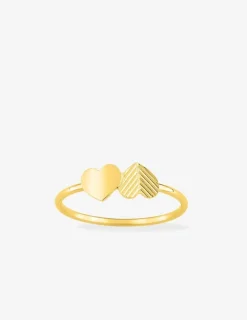 Bague or jaune 375‰ double cœurs inversés SO OR