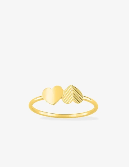Bague or jaune 375‰ double cœurs inversés SO OR