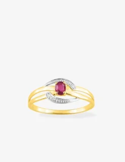 Bague or jaune 375‰ et rubis SO OR