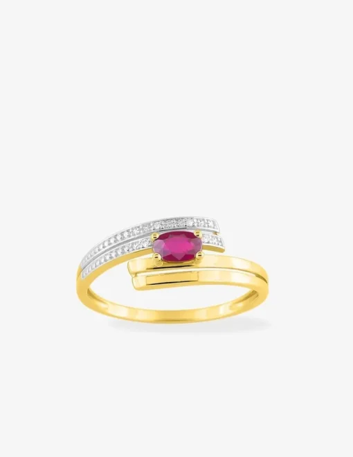 Bague or jaune 375‰ et rubis SO OR
