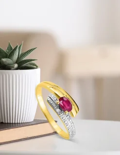 Bague or jaune 375‰ et rubis SO OR