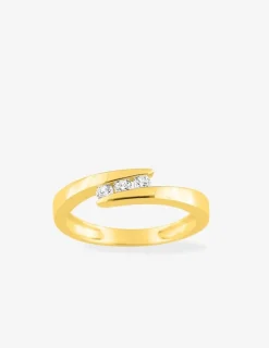 Bague or jaune 375‰ et trilogie oxydes de zirconium 2,5 mm SO OR