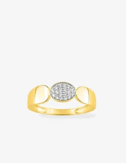Bague or jaune 375‰ motif ovale rhodium et oxydes de zirconium SO OR