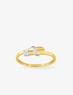 Bague or jaune 375‰ rhodium et oxyde de zirconium SO OR