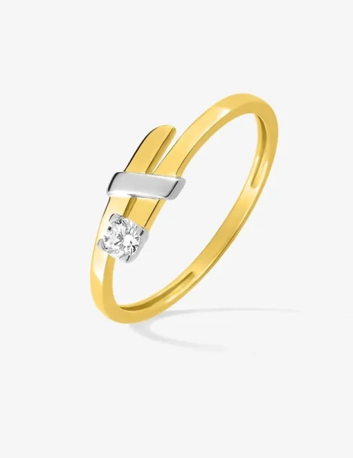 Bague or jaune 375‰ rhodium et oxyde de zirconium SO OR